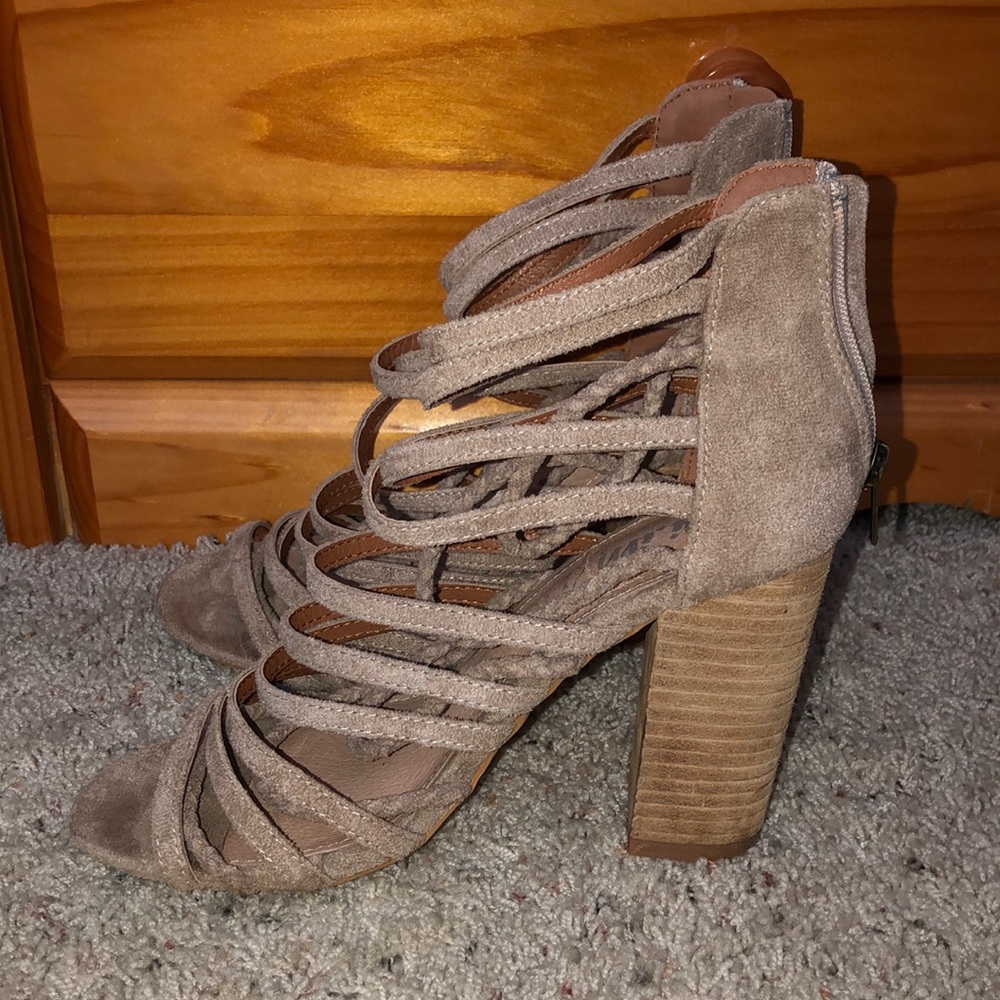 Wooden Heel Strappy Sandal